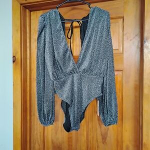 Elegant Black Glitter Bodysuit